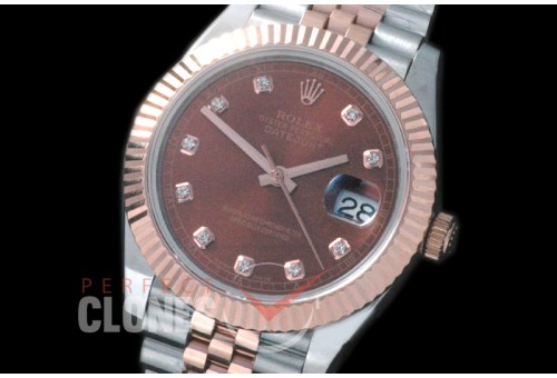 R41DJTR-818 126331 SS/RG Fluted/Jubilee Brown Diamonds SA 3235