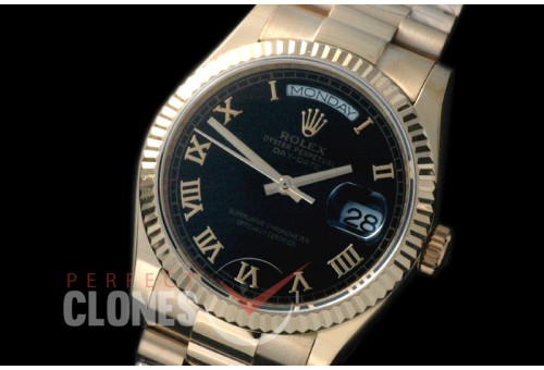 R36DDF-923 118238 YG/YF Fluted/President Black Roman A-2836