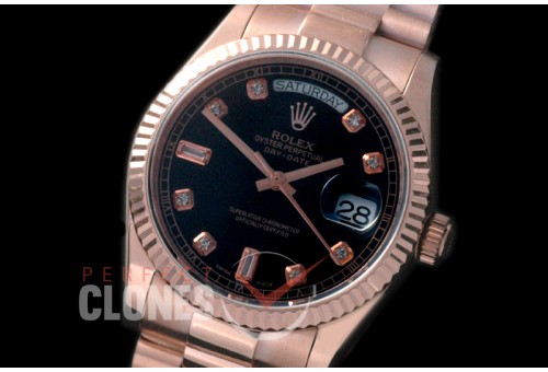 R36DDR-913 118235 RG/RG Fluted/President Black Diamonds A-2836