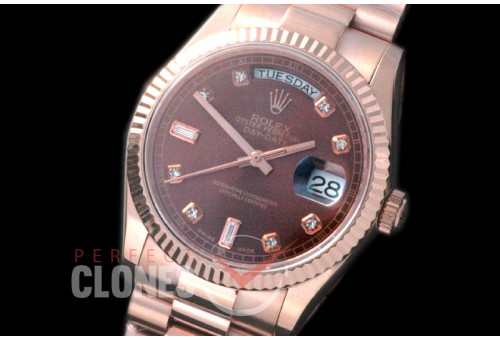 R36DDR-918 118235 RG/RG Fluted/President Brown Diamonds A-2836