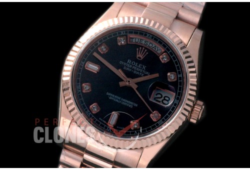 R36DDR-920 118235 RG/RG Fluted/President MOP Black Diamonds A-2836