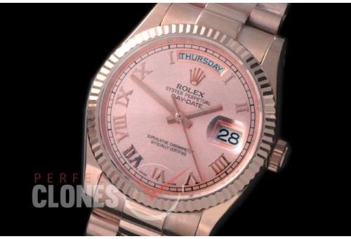 R36DDR-927 118235 RG/RG Fluted/President Rose Gold Roman A-2836