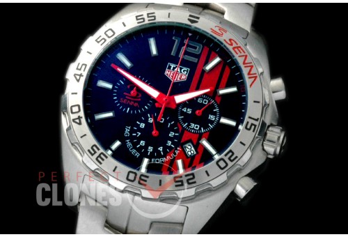 0 TGF1-00011S Formula 1 Aryton Senna Special Ed Chronograph SS/SS Black OS 10 Qtz