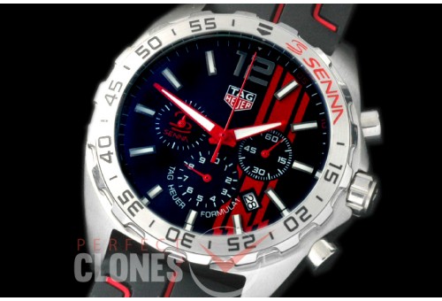 0 TGF1-00011R Formula 1 Aryton Senna Special Ed Chronograph SS/RU Black OS 10 Qtz