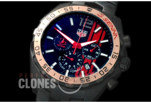 0 TGF1-00021S Formula 1 Aryton Senna Special Ed Chronograph PVD/PVD Black OS 10 Qtz