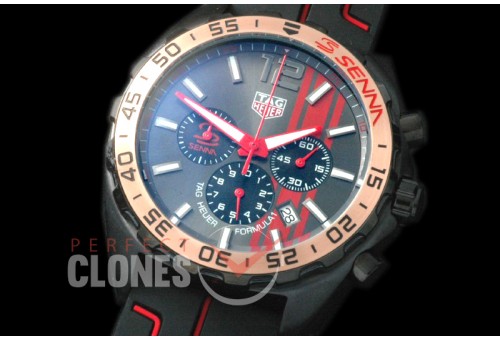 0 TGF1-00022R Formula 1 Aryton Senna Special Ed Chronograph PVD/RU Grey OS 10 Qtz