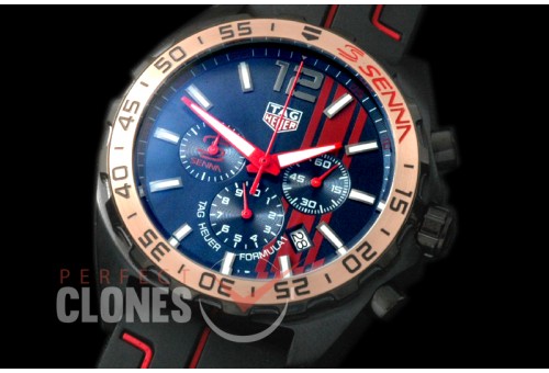 0 TGF1-00023R Formula 1 Aryton Senna Special Ed Chronograph PVD/RU Blue OS 10 Qtz