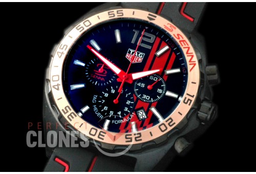 0 TGF1-00021R Formula 1 Aryton Senna Special Ed Chronograph PVD/RU Black OS 10 Qtz