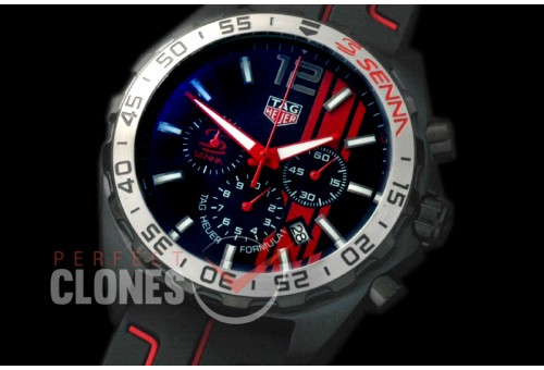 0 TGF1-00016R Formula 1 Aryton Senna Special Ed Chronograph PVD/RU Black OS 10 Qtz