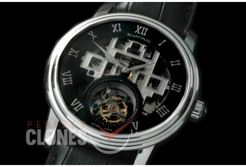 0 0 BP-VIL-113 Villeret Tourbillon SS/LE Skeleton/Black Flying Man Tourbillon 