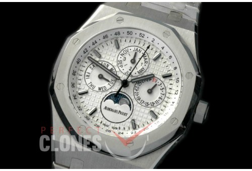 AP26574-001 Royal Oak 26574 Perpetual Calender SS/SS White Miyota 9100 Calender 
