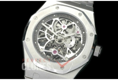 0 0 AP26518-003 Royal Oak 26518ST Tourbillon Openworked SS/SS Skeleton/Grey Customs Asian Movt 
