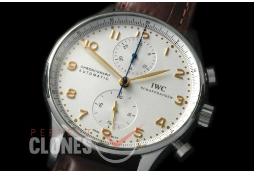 IWPG00031 V6F 3714 Portugese Chrono SS/LE White/Gold A-7750