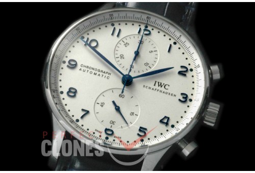 IWPG00032 V6F 3714 Portugese Chrono SS/LE White/Blue A-7750