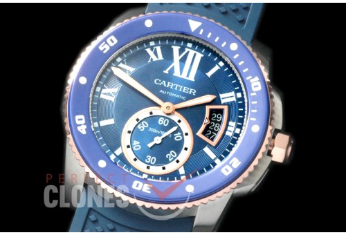 CARCC00078R Calibre de Cartier SS/RG/RU Blue Miyita 8205