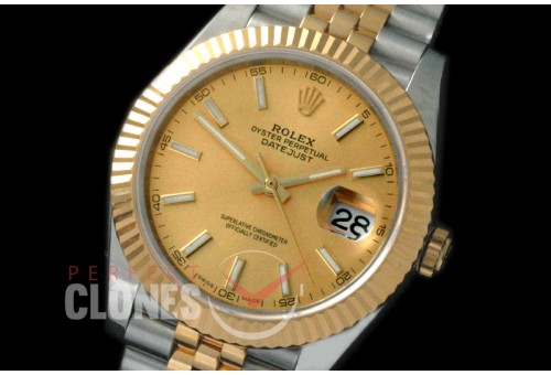 0 0 RL41DJ-18K-205 116333 Fluted Bezel Jubilee Gold Sticks TT Swiss 2836