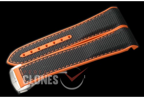 0 OMRU00111 Rubber Strap For 43.5mm 2016 Ceramic Planet Ocean - Black/Orange