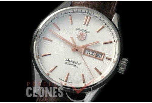 TGCA-00522L Carrera Calibre 5 Day-Date Automatic SS/LE White A-2836