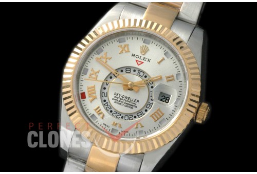 RSKD01061 SkyDweller SS/YG White Roman Asian ST3855 Mod to Cal 9001 