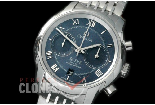 0 0 OMDE00073 Deville Chronograph SS/SS Blue Roman A-7750 Mod to Orig Movt Functions