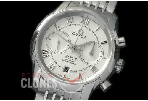 0 0 OMDE00071 Deville Chronograph SS/SS White Roman A-7750 Mod to Orig Movt Functions
