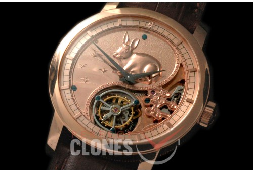 0 VCZ-104 Legend of the Chinese Zodiac - Year of the Rabbit Tourbillon RG/LE Flying Man Tourbillon 