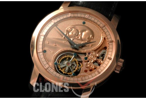 0 VCZ-112 Legend of the Chinese Zodiac - Year of the Pig Tourbillon RG/LE Flying Man Tourbillon 