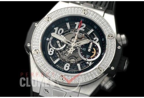HB45-011D Big Bang Unico SS/DIAM/RU Grey Skeleton Asian 7750 28800 