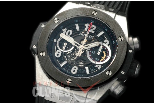 HB45-012C Big Bang Unico SS/CER/RU Black Skeleton Asian 7750 28800 