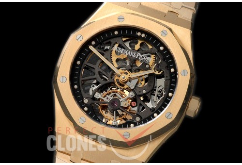 0 0 AP26518-006 Royal Oak 26518OG Tourbillon Openworked YG/YG Skeleton/Black Customs Tourbillon 