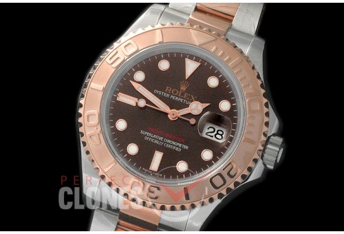 0RYMENTR00081 ARF/JF 116621 Yachtmaster Men SS/RG Brown A-2824