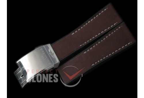 0 BLA00112 Leather/Rubber Strap Browm W/Deployant - For 24mm Lug Width Watches
