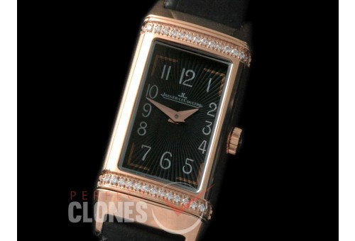 0 JLR-077D Reverso One Reedition RG/LE Black Stk Jap Quartz