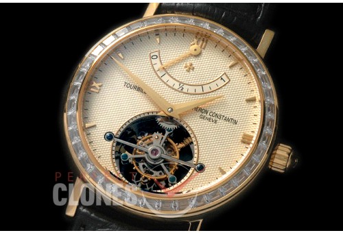 0 VCM-208D Malte Tourbillon YG/DIAM/LE Gold Cross Bridge Tourbillon 