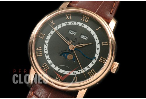 BP00007 Villeret Calender Moonphase RG/LE Grey Miyota 9100 Mod to Calibre 6654