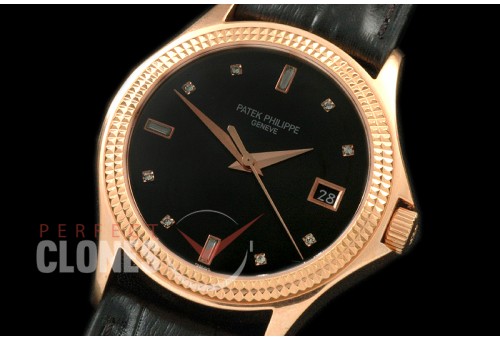 PP00977A 5297 Calatrava RG/LE Black Diamond Miyota 9015/Mod to Calibre 324