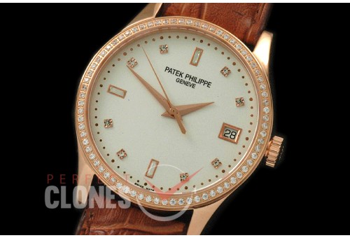 PP00976D 5297 Calatrava RG/LE White Diamond Miyota 9015/Mod to Calibre 324