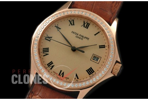 PP00913D 5117 Calatrava RG/LE Gold Roman Miyota 9015/Mod to Calibre 324
