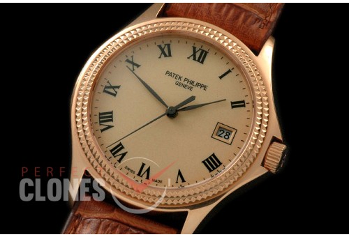 PP00913 5117 Calatrava RG/LE Gold Roman Miyota 9015/Mod to Calibre 324