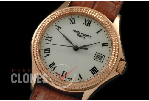 PP00911 5117 Calatrava RG/LE White Roman Miyota 9015/Mod to Calibre 324