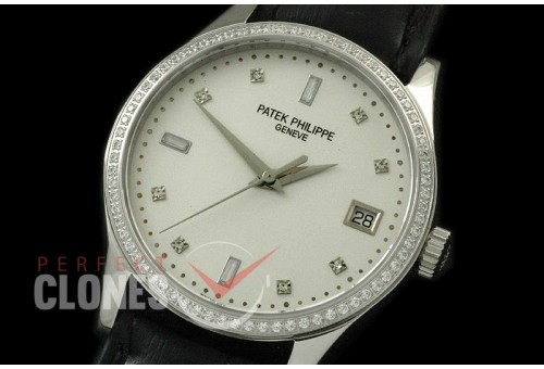 PP00971D 5297 Calatrava SS/LE White Diamond Miyota 9015/Mod to Calibre 324