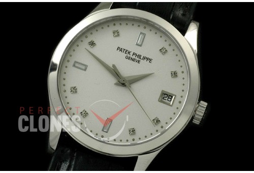 PP00971 5297 Calatrava SS/LE White Diamond Miyota 9015/Mod to Calibre 324