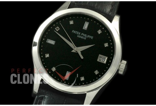 PP00972 5297 Calatrava SS/LE Black Diamond Miyota 9015/Mod to Calibre 324