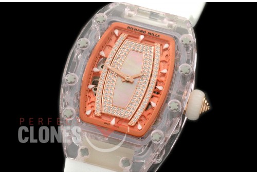 RM007-084 RM 007 Glass GL/RU Diam/MOP Pink Asian 21J Decorated
