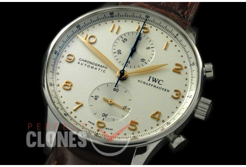 IWPG00051 ZF 3714 Portugese Chrono SS/LE White/Gold A-7750