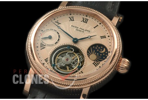 PP-CTM-089 Classic Tourbillon Sun-Moon phase/PR RG/LE Rose Gold Roman Flying Tourbillon