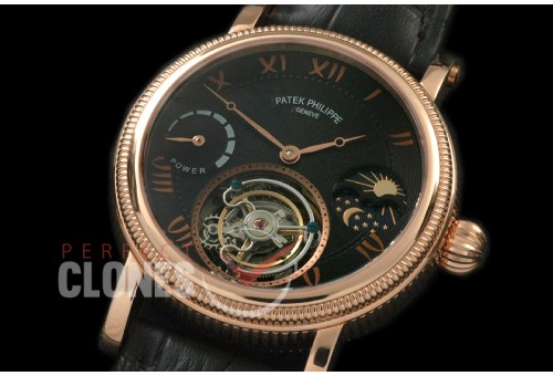 PP-CTM-068 Classic Tourbillon Sun-Moon phase/PR RG/LE Black Funky Roman Flying Tourbillon