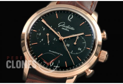 GL10047 Senator Sixties Chronograph RG/LE Black Asian 2813