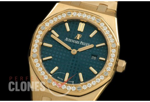 AP67651-113D Royal Oak 33mm Quartz YG/YG Blue Swiss Eta Quartz 