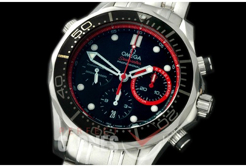 OM300M-303 Seamaster Pro 300M Chrono SS/SS Black/Red A-7750